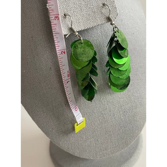 Paparazzi Green SEQUIN Earrings - Picture 5 of 5